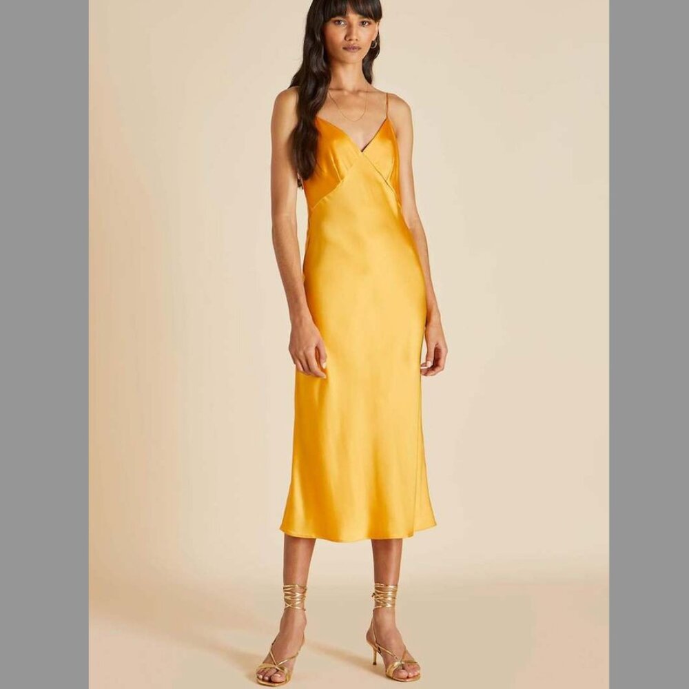 Olivia Von Halle Issa Silk Slip Dress, Clementine (never worn, NWOT) size L